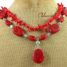 NATURAL RED CORAL 2ROW NECKLACE