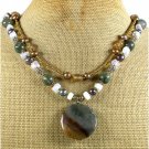 FANCY JASPER RUTILATED JASPER OPALITE 2ROW NECKLACE