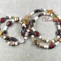 TIGER EYE AGATE JASPER CRYSTAL PEARLS 2ROW NECKLACE