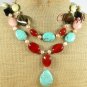 TURQUOISE AGATE AVENTURINE JADE 2ROW NECKLACE