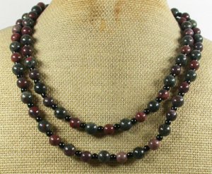NATURAL CHERRY JASPER PICTURE JASPER 2ROW NECKLACE