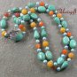 TURQUOISE HONEY JADE FW PEARL 2ROW NECKLACE