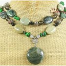 GREEN RUTILATED JASPER KAMBABA JASPER 2ROW NECKLACE