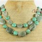 TURQUOISE & GREEN RUTILATED JASPER 2ROW NECKLACE