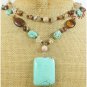 TURQUOISE TIGER EYE RUTILATED QUARTZ 2ROW NECKLACE