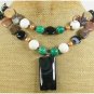 BLACK AGATE WHITE CORAL CRAZY AGATE 2ROW NECKLACE