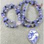 MING DYNASTY POTTERY SHARD BLUE AGATE 2ROW NECKLACE