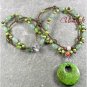 MOSAIC TURQUOISE GREEN JADE QUARTZ PERIDO 2ROW NECKLACE