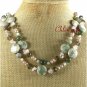 LOTUS JASPER FANCY JASPER ROSE QUARTZ 2ROW NECKLACE