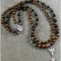 RHINESTONE PENDANT & TIGER EYE & AGATE 2ROW NECKLACE