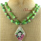 MING DYNASTY POTTERY SHARD JADE QUARTZ 2ROW NECKLACE