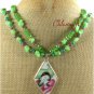 MING DYNASTY POTTERY SHARD JADE QUARTZ 2ROW NECKLACE