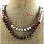 NATURAL WHITE TURQUOISE PICTURE JASPER 2ROW NECKLACE