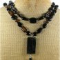 NATURAL BLACK AGATE 2ROW NECKLACE