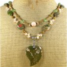 RHYOLITE UNAKITE CRYSTAL PEARLS 2ROW NECKLACE
