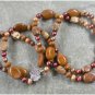 BROWN AGATE PICTURE JASPER FW PEARL 2ROW NECKLACE