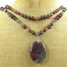 FANCY JASPER BACCIATED JASPER PEARL 2ROW NECKLACE