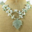 GREEN AVENTURINE LEAF &JADE & TREE JASPER 2ROW NECKLACE
