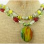BRAZILIAN AGATE & CARNELIAN & QUARTZ 2ROW NECKLACE