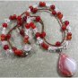 RED FIRE AGATE & CARNELIAN & QUARTZ 2ROW NECKLACE