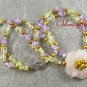 YELLOW JADE FLOWER QUARTZ PEARL 2ROW NECKLACE