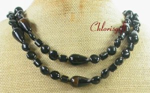 NATURAL BLACK AGATE 2ROW NECKLACE