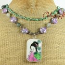 MING DYNASTY POTTERY SHARD TURQUOISE 2ROW NECKLACE