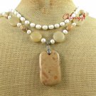 PICTURE JASPER & YELLOW JADE & FW PEARL 2ROW NECKLACE