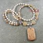 PICTURE JASPER & YELLOW JADE & FW PEARL 2ROW NECKLACE