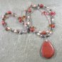 GOLDSTONE & QUARTZ & FW PEARL 2ROW NECKLACE