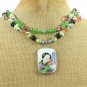 MING DYNASTY POTTERY SHARD TURQUOISE AGATE 2ROW NECKLACE