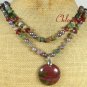 FANCY JASPER CRYSTAL PEARLS 2ROW NECKLACE