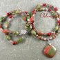 UNAKITE RED JASPER PEARLS 2ROW NECKLACE