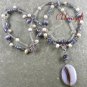 BOTSWANA AGATE CAT EYE CRYSTAL PEARLS 2ROW NECKLACE