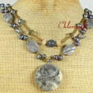 PICASSO JASPER & FRESH WATER PEARLS 2ROW NECKLACE