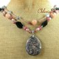 POPPY JASPER BLACK AGATE AVENTURINE PEARL 2ROW NECKLACE
