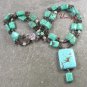TURQUOISE & SMOKY QUARTZ 2ROW NECKLACE