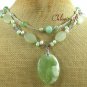 SERPENTINE JADE & CRYSTAL & PEARLS 2ROW NECKLACE
