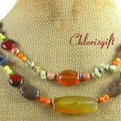 AGATE CORAL JASPER BUTTER JADE LAPIS 2ROW NECKLACE