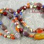 AGATE CORAL JASPER BUTTER JADE LAPIS 2ROW NECKLACE