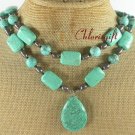 TURQUOISE & FRESH WATER PEARLS 2ROW NECKLACE
