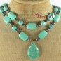 TURQUOISE & FRESH WATER PEARLS 2ROW NECKLACE