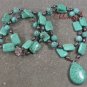 TURQUOISE & FRESH WATER PEARLS 2ROW NECKLACE