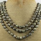 NATURAL DALMATIAN JASPER 3ROW NECKLACE