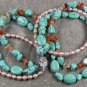 TURQUOISE AGATE FRESH WATER PEARLS 3ROW NECKLACE