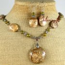 PICTURE JASPER & FW PEARLS NECKLACE/EARRINGS SET