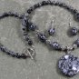 NATURAL SNOWFLAKE OBSIDIAN NECKLACE/EARRINGS SET