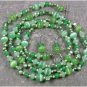 40 GREEN JADE QUARTZ CAT EYE NECKLACE/EARRINGS SET