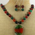 MULTI AGATE NECKLACE/EARRINGS SET