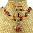 MUGER JASPER & FRESH WATER PEARLS NECKLACE/EARRINGS SET